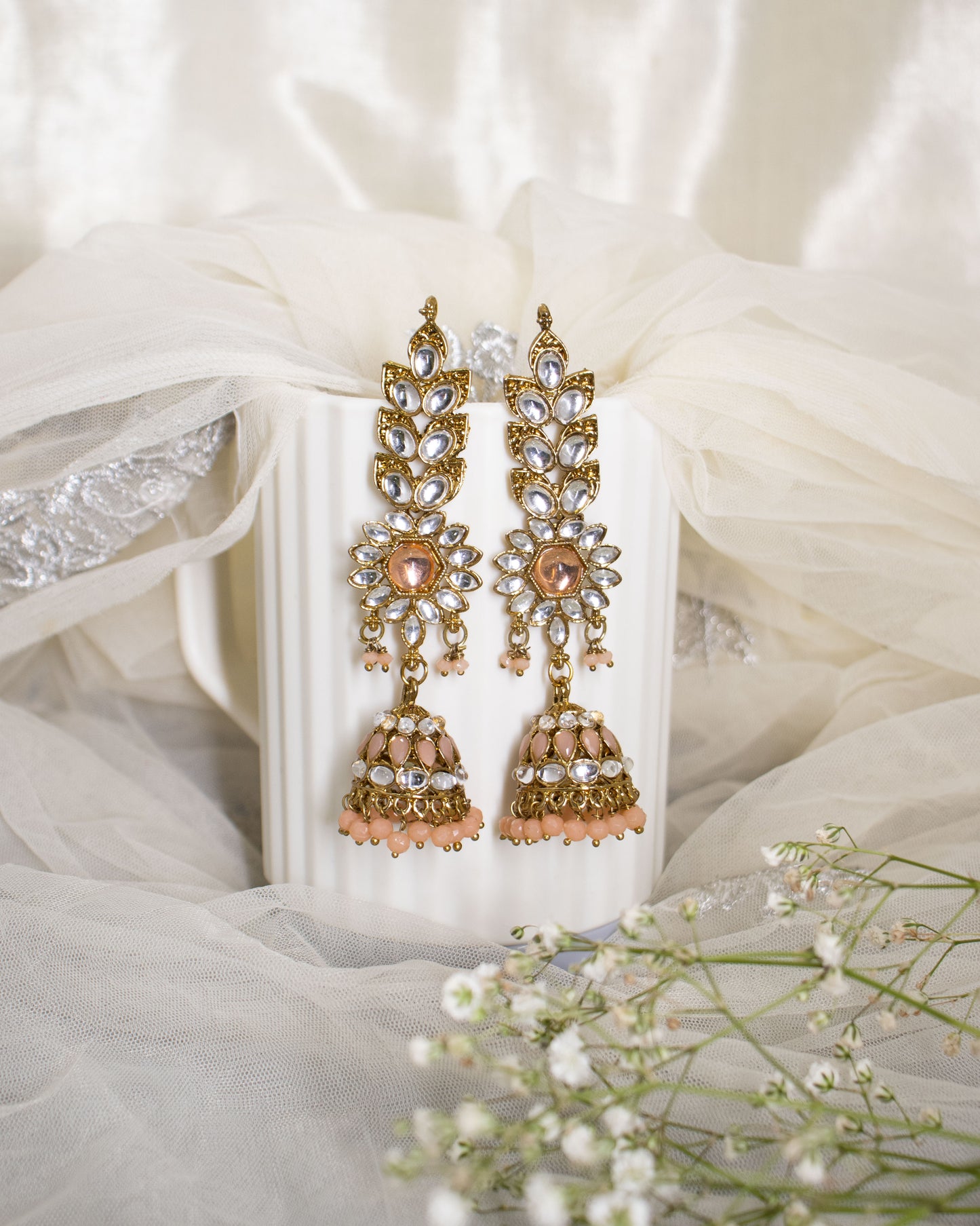 Baby Pink Manyata Designer Jhumkis