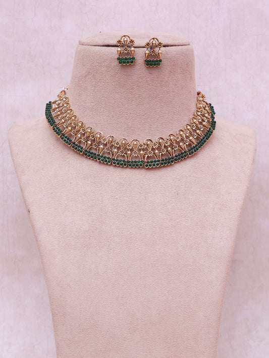 Emerald Padmaja Temple Necklace Set
