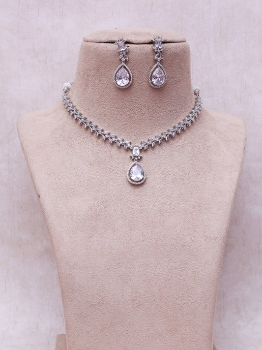 Silver Xelia AD Necklace Set