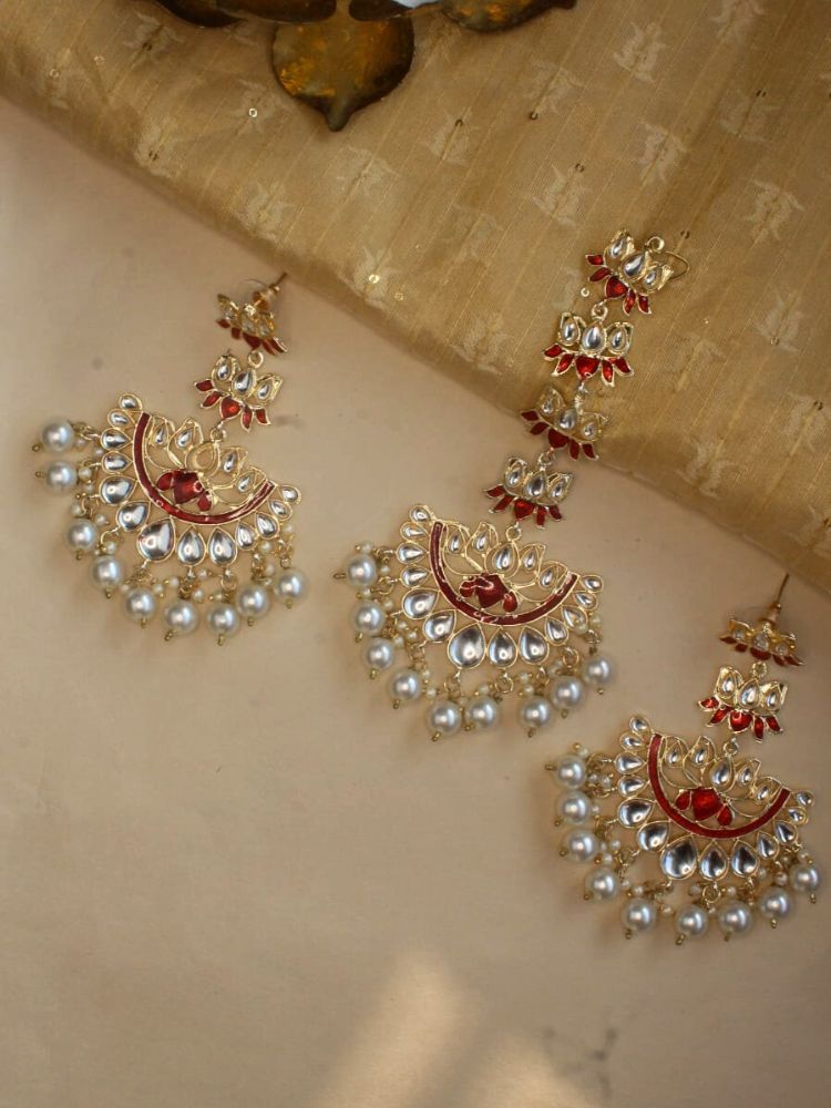 Red Shanya Maang Tika Set