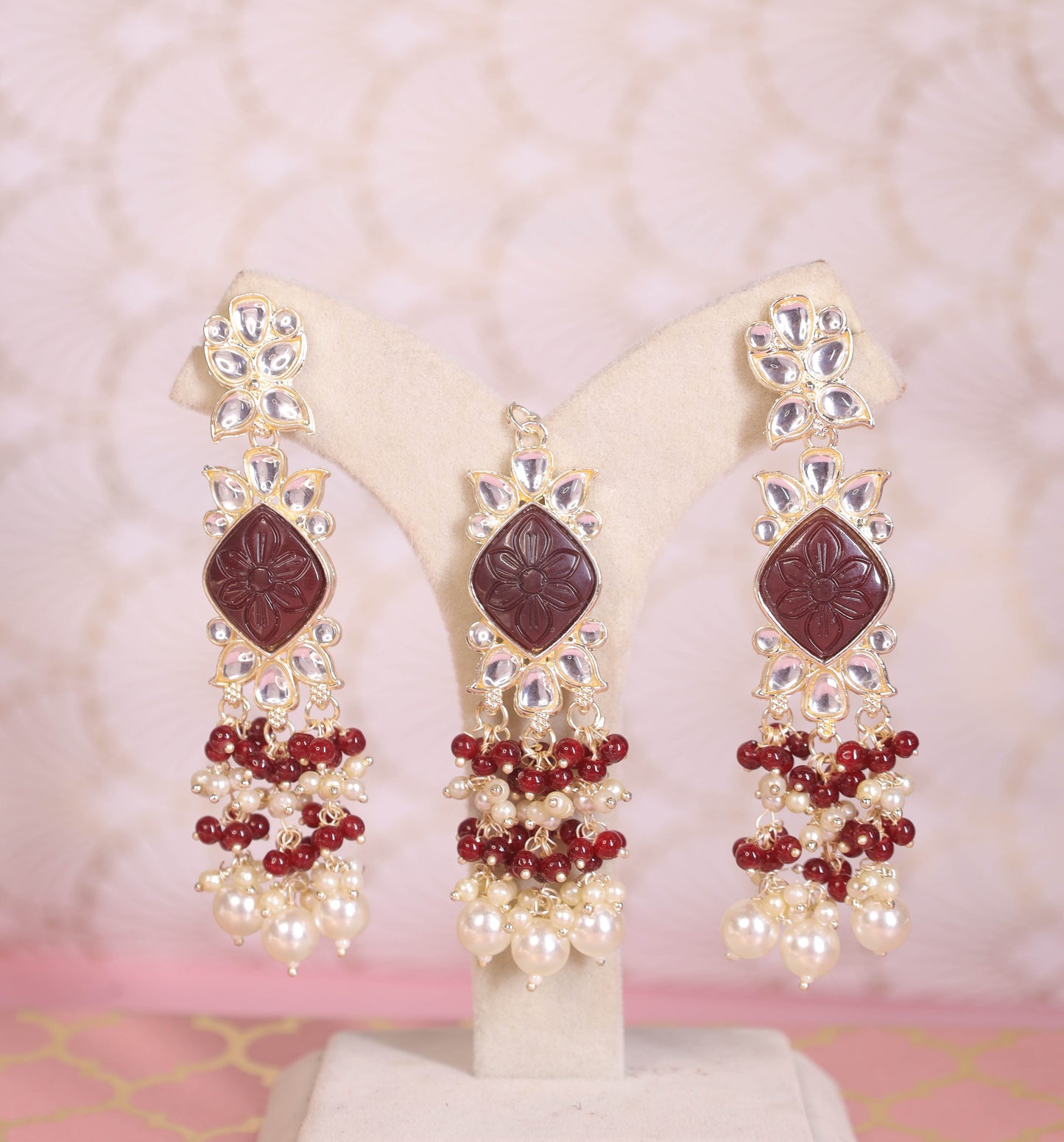 Maroon Dhruvee Necklace Set