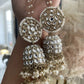 White Vidya Jhumkis with Tikka