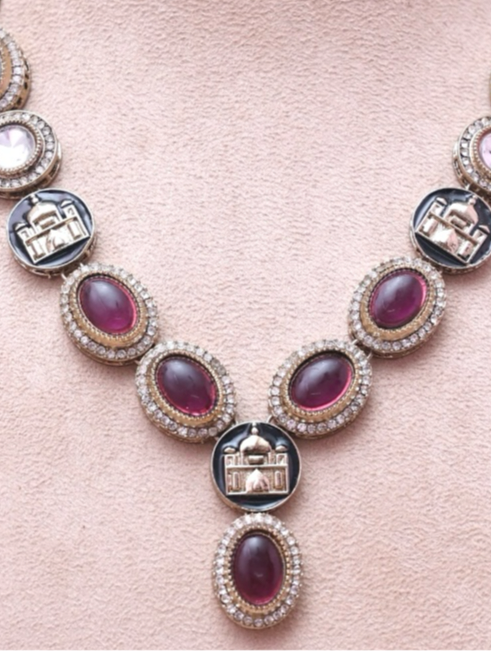 Purple Taj Designer Necklace Set