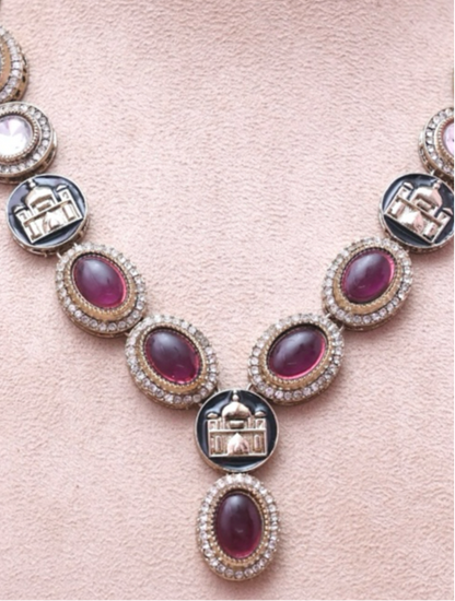 Purple Taj Designer Necklace Set