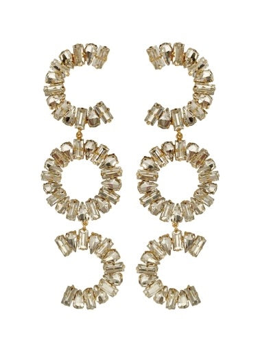 Golden New Deepika Western Crystal Earrings