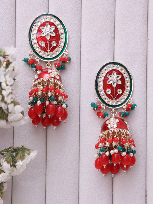 Red Olliyaval Jhumkis