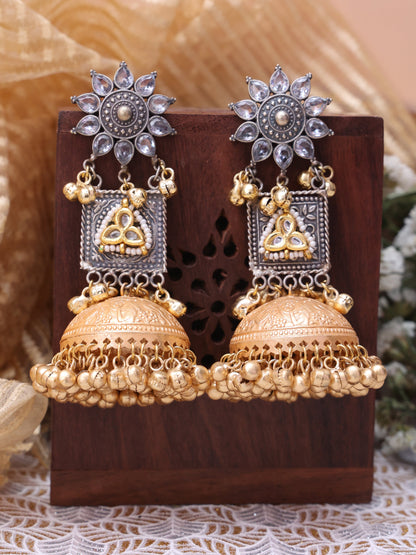 Gold & Silver Yami Premium Brass Jhumkis