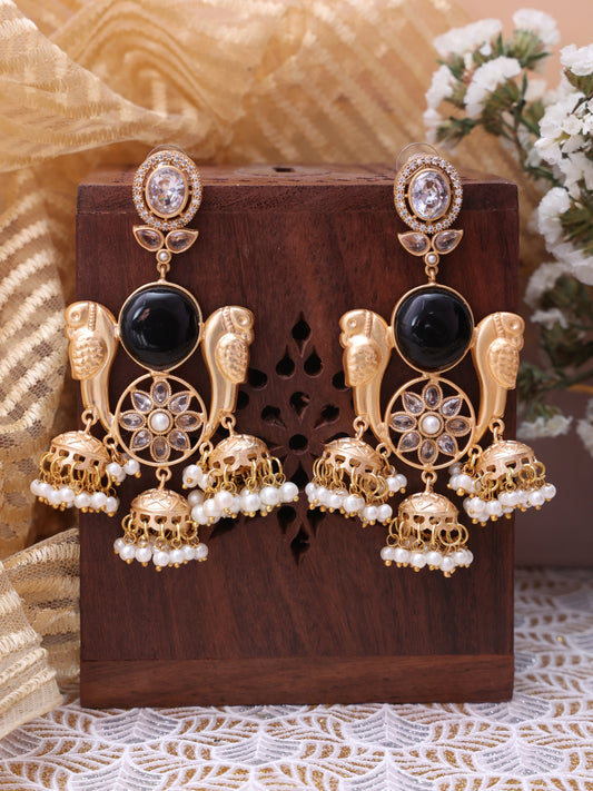 Black Aapti Premium Brass Jhumkis