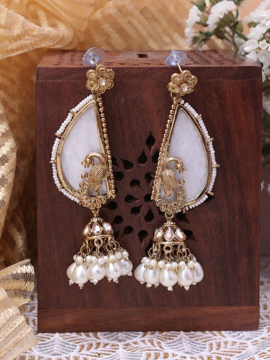 White Ganavati Jhumkis