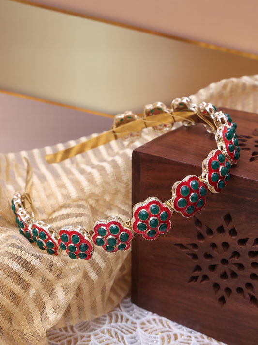 Red & Green Rajakala Mathapatti Hairband