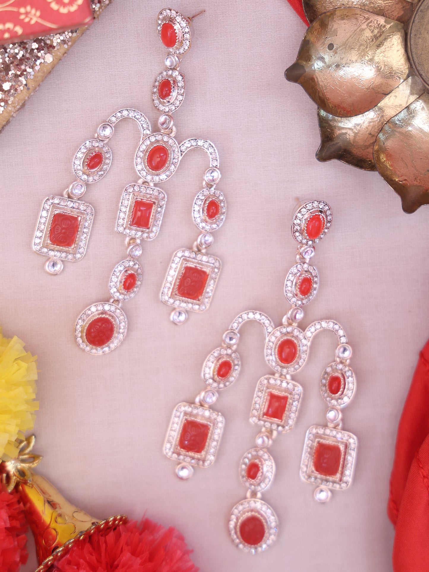 Red Deepika Designer Earrings