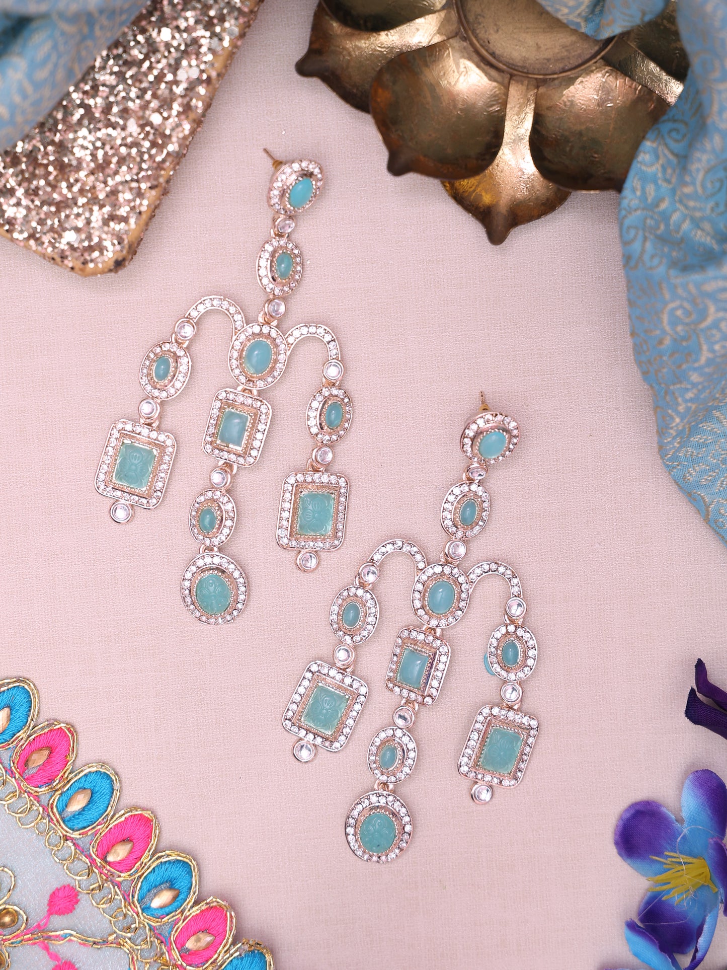 Turquoise Deepika Designer Earrings