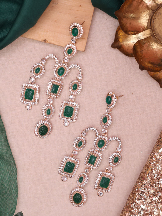 Emerald Deepika Designer Earrings