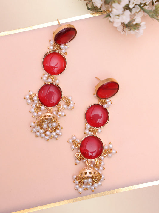Red Chaitali Jhumkis