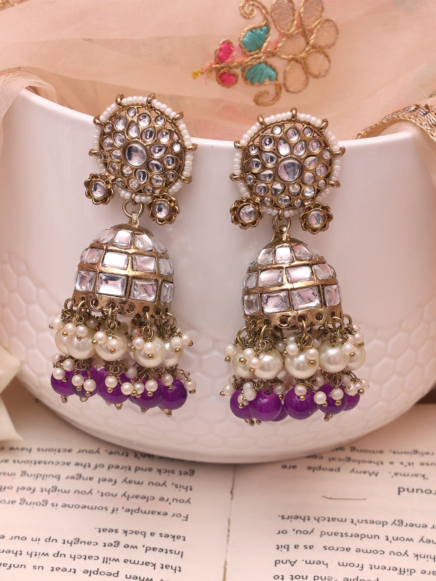 Purple Shantai Jhumkis