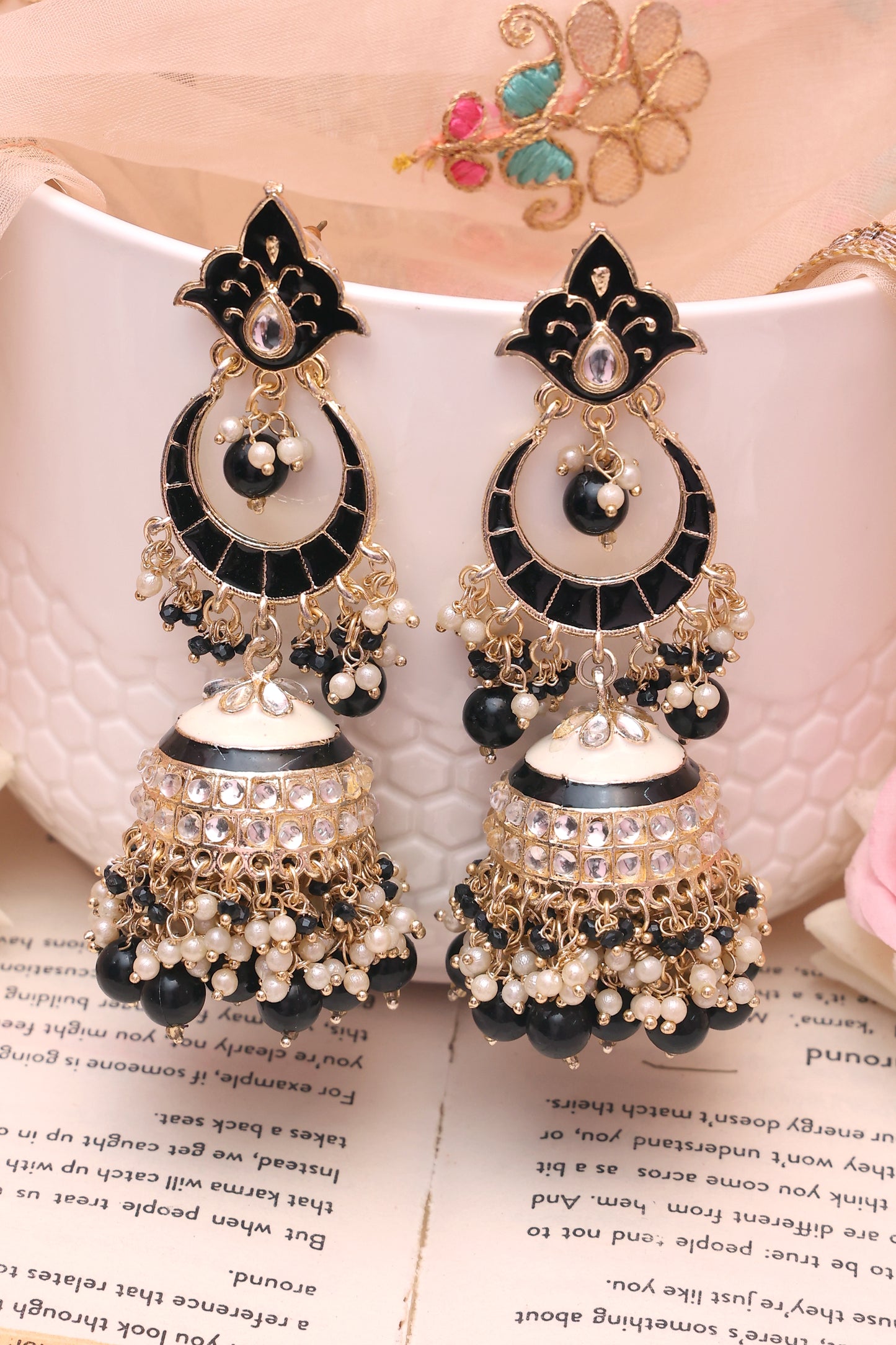 Black Rasha Jhumkis