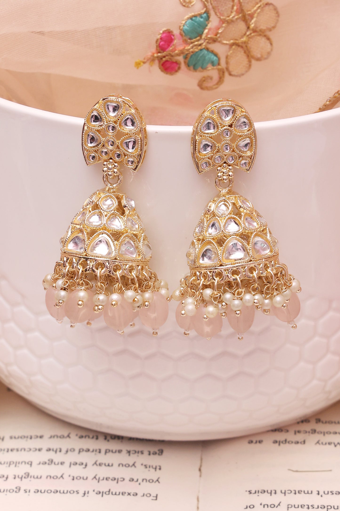 Baby Pink Hemangi Jhumkis