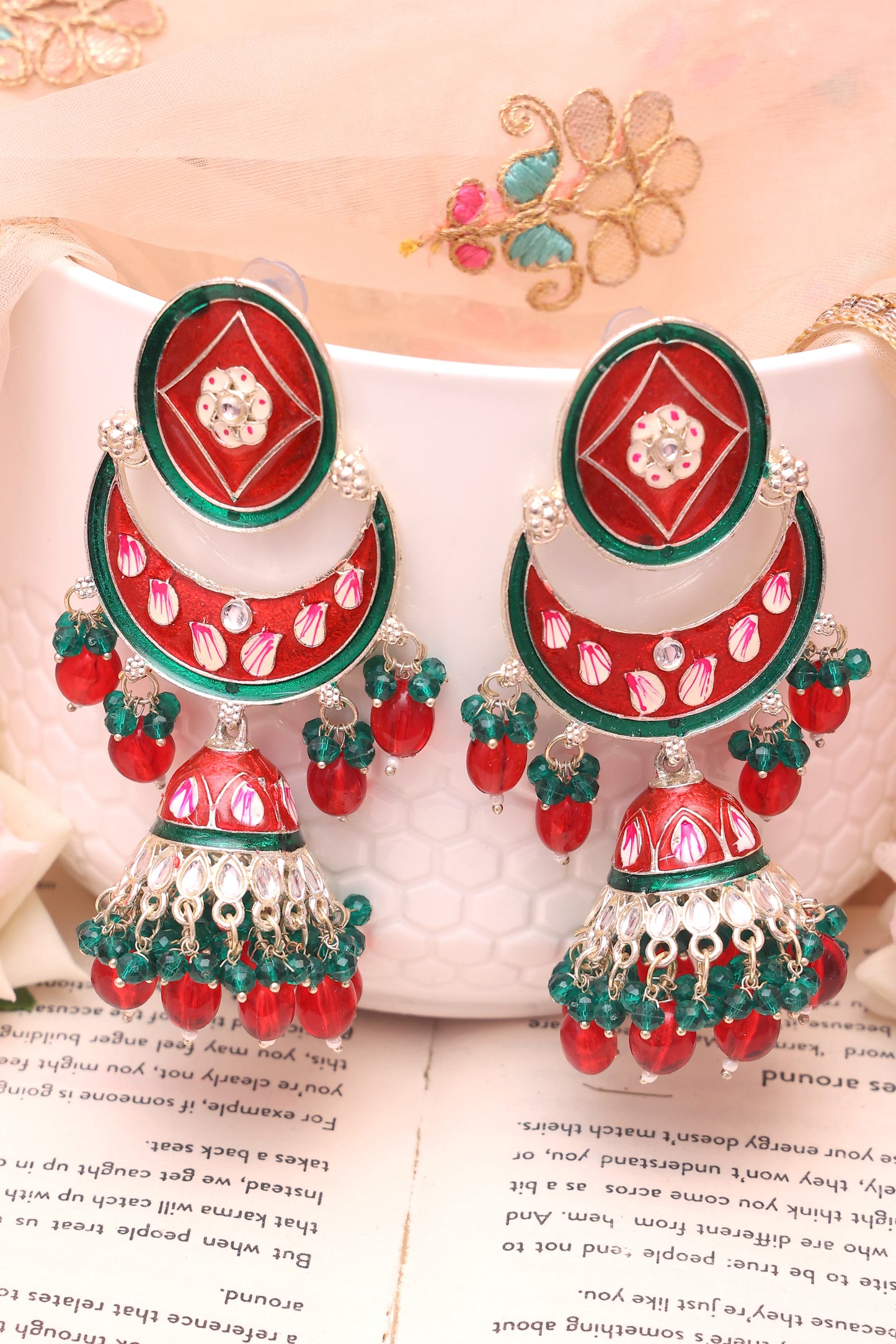 Red Rashanda Jhumkis