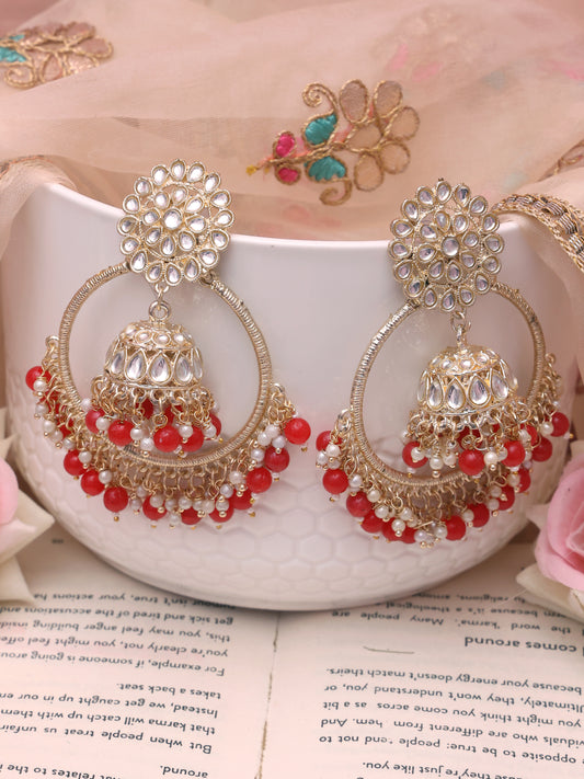 Red Aabani Jhumki Balis