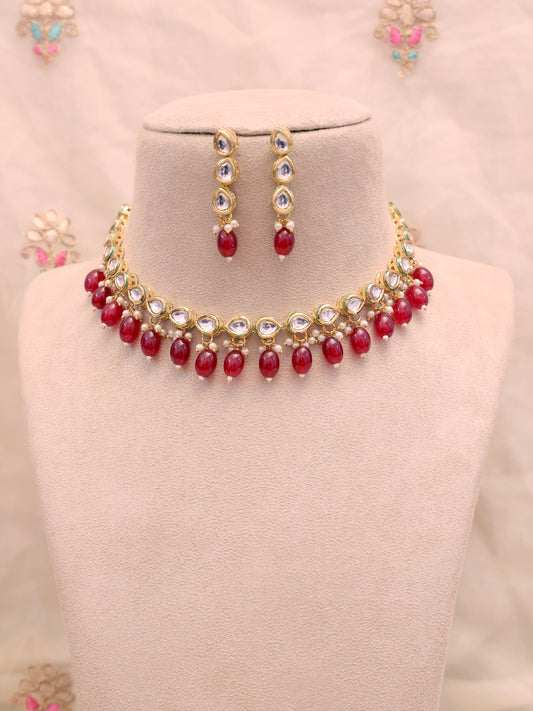 Red Chhavi Necklace Set