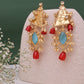 Red and Turquoise Nita Premium Brass Jhumkis