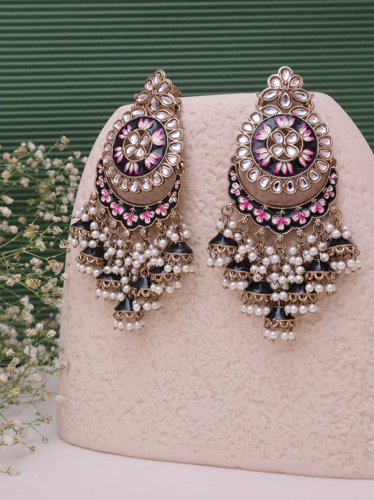 Black Lajavanti Jhumkis