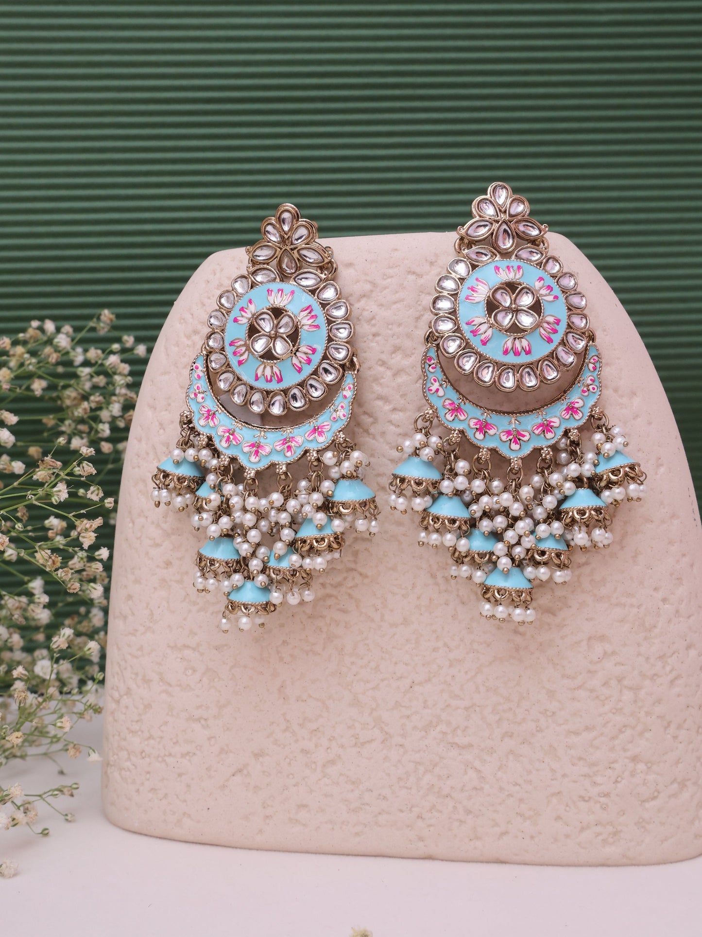 Turquoise Lajavanti Jhumkis