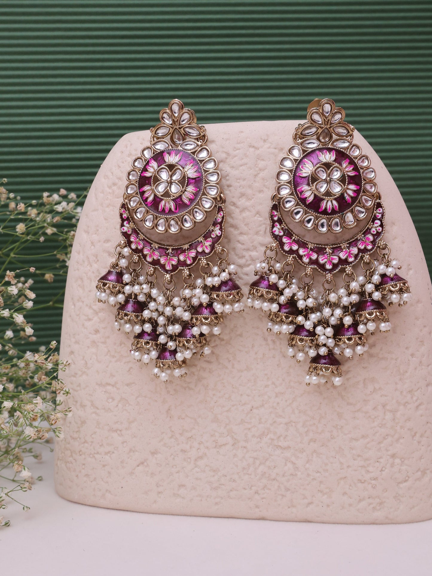 Purple Lajavanti Jhumkis