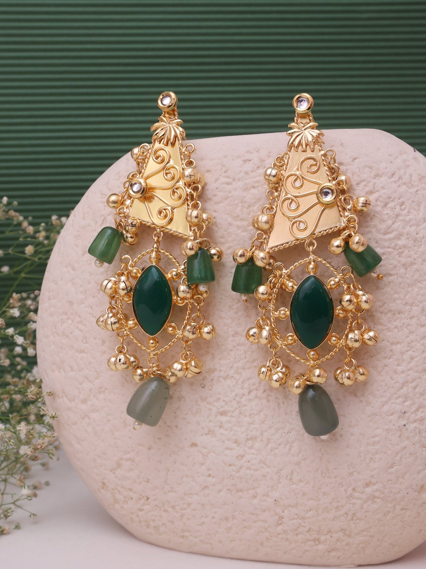 Emerald Nita Premium Brass Jhumkis