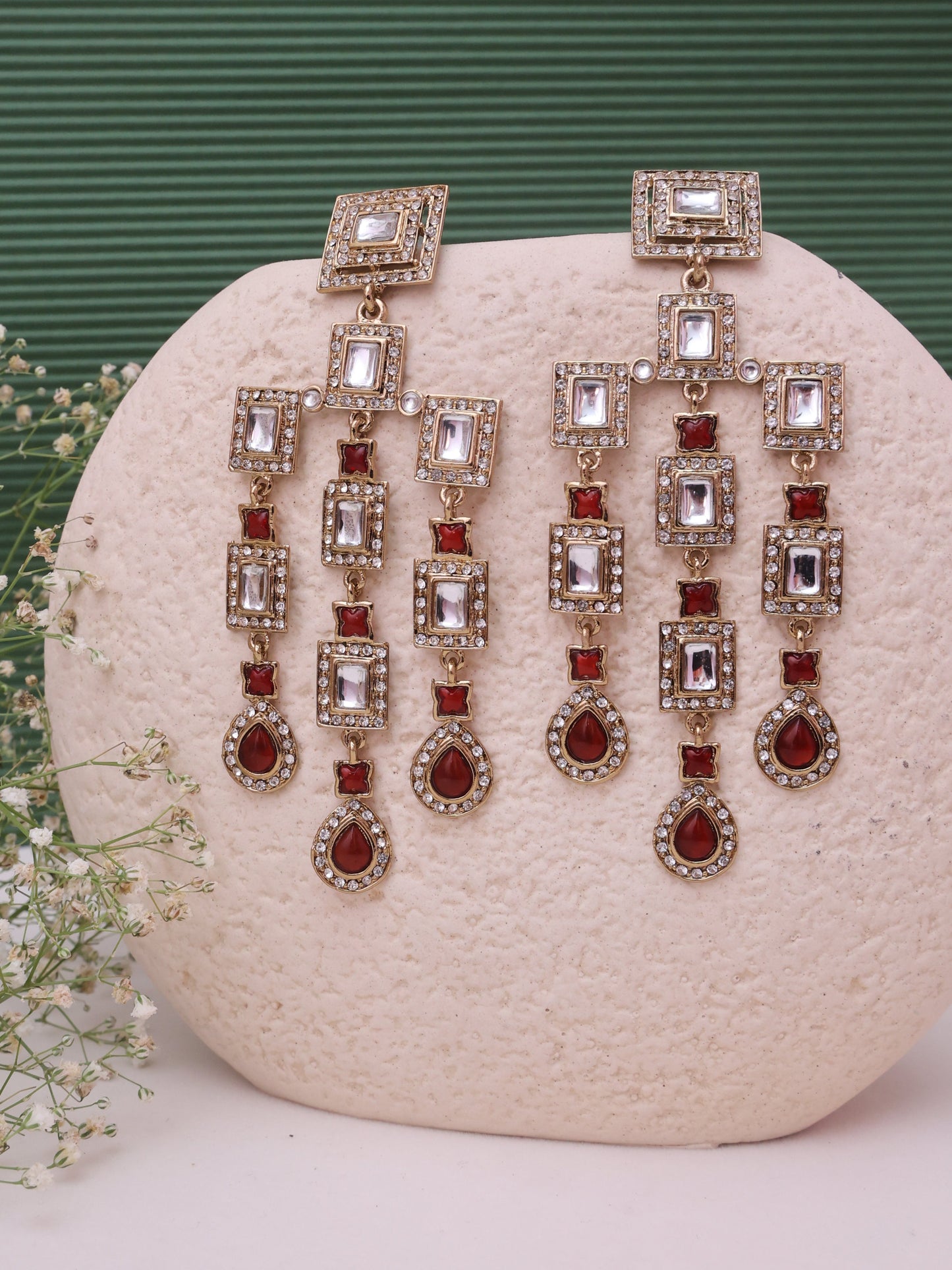 Red Shanika Designer Earrings