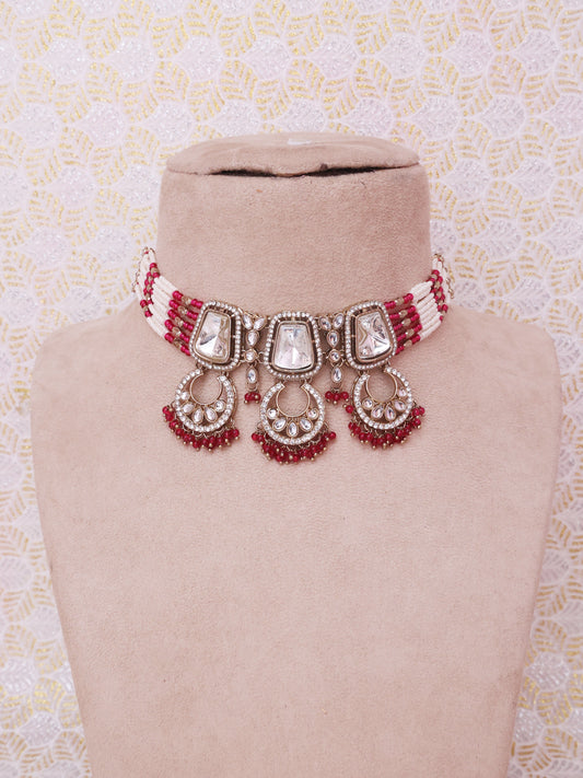 Red Yajnavati Necklace Set