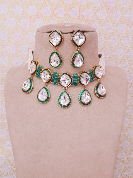 Red and Green Aaliya Necklace Set