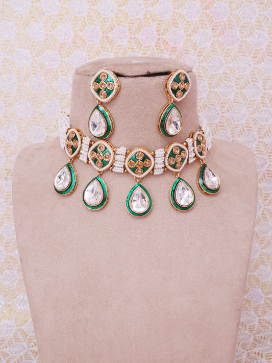 Green Bahudama Necklace Set