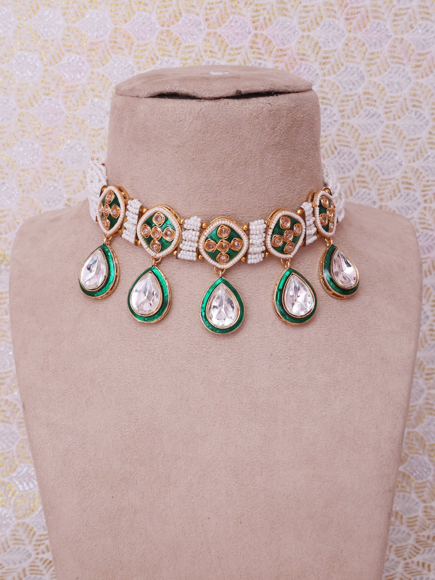 Green Bahudama Necklace Set