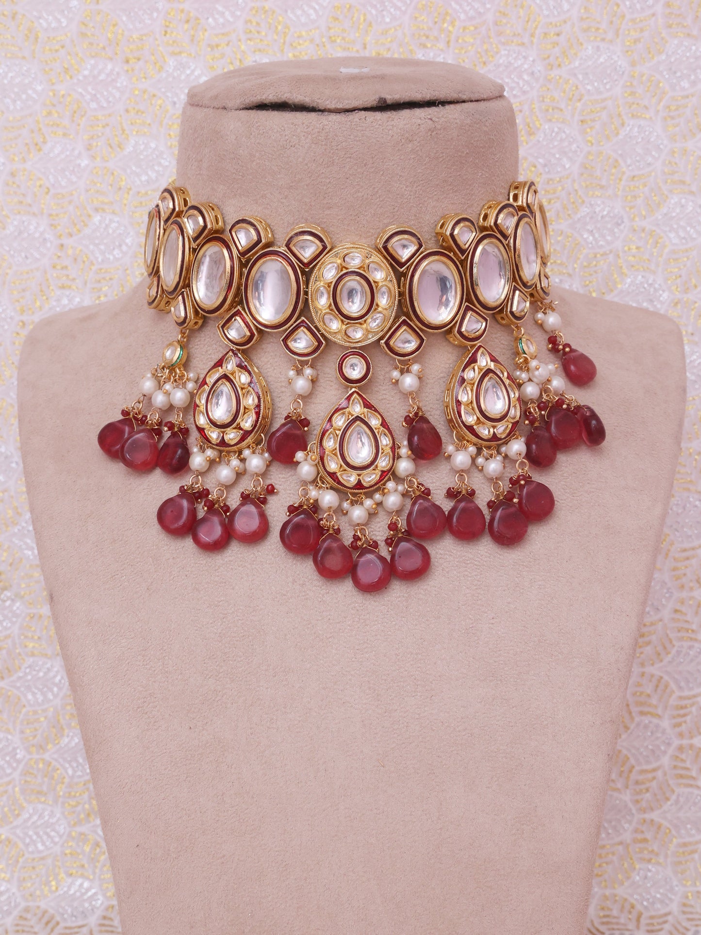 Red Kairavi Necklace Set