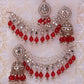 Red Zara Sahara Jhumkis with Tika