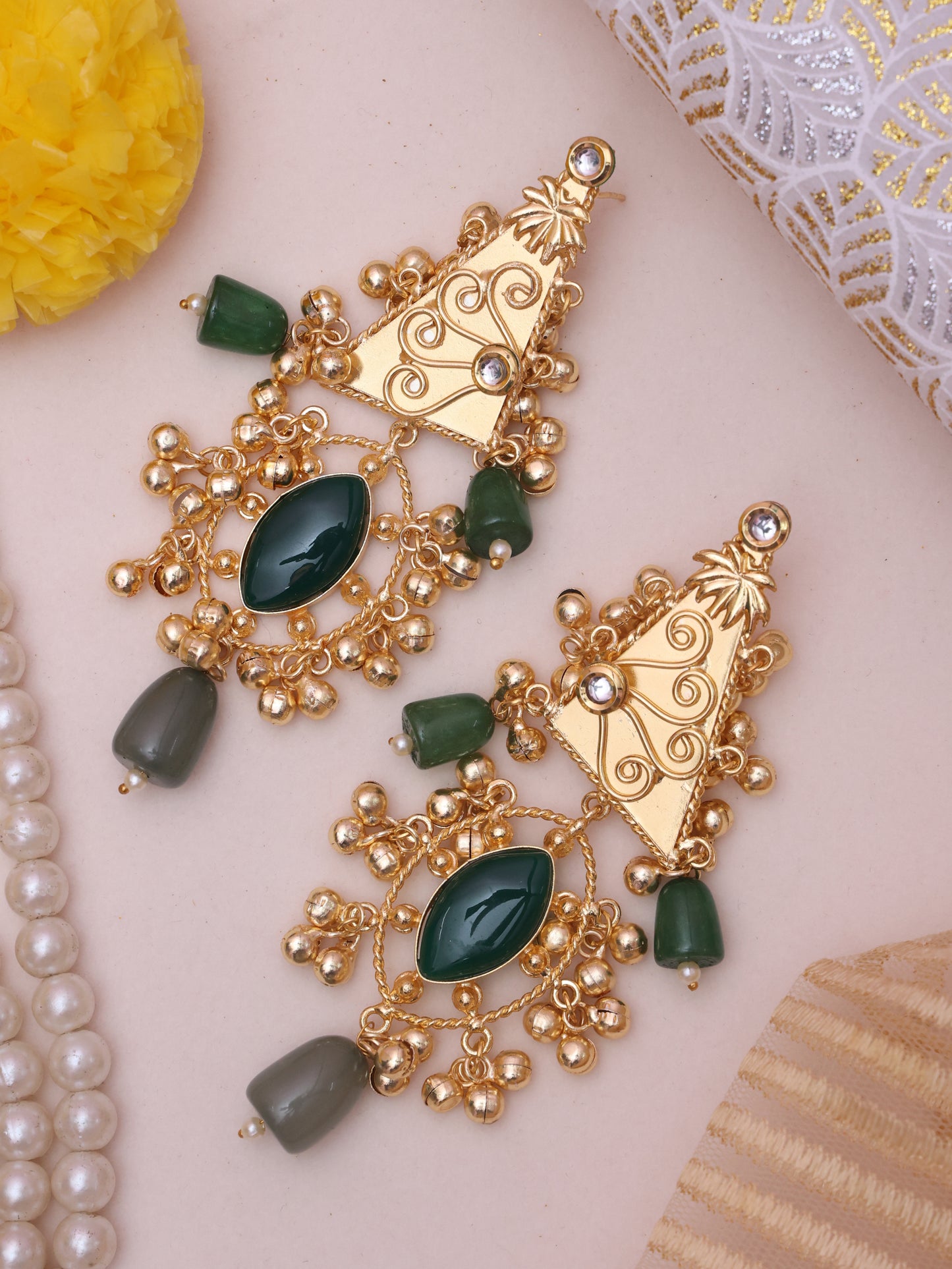 Emerald Nita Premium Brass Jhumkis