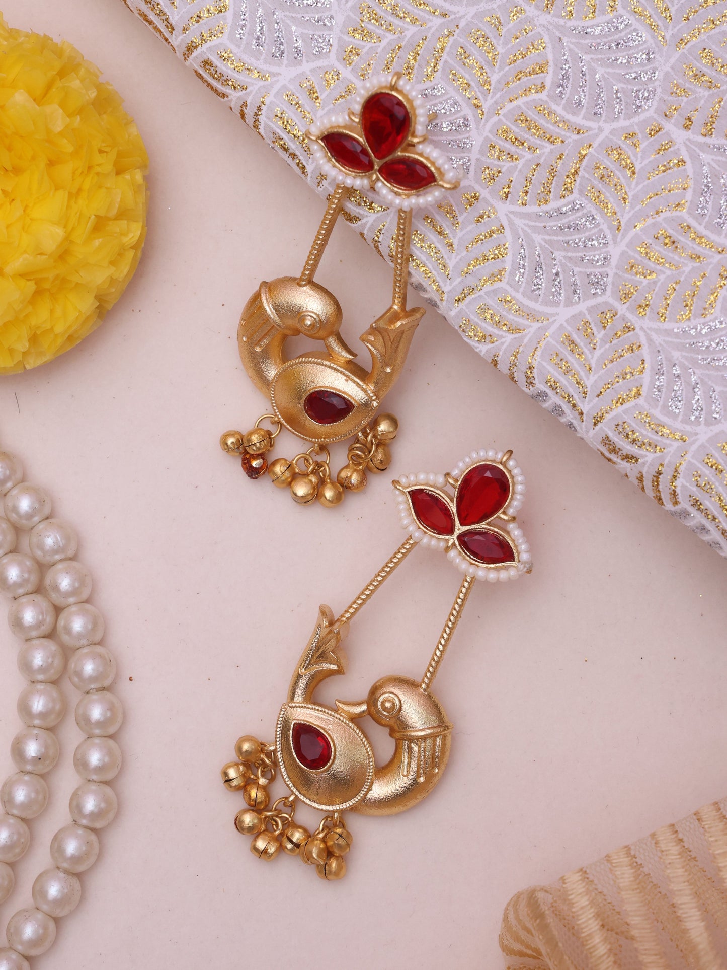 Red Vaidika Premium Brass Earrings