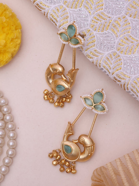 Turquoise Vaidika Premium Brass Earrings