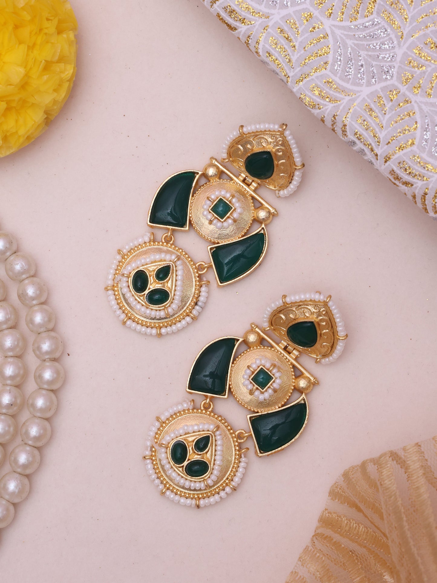 Emerald Wasila Premium Brass Earrings