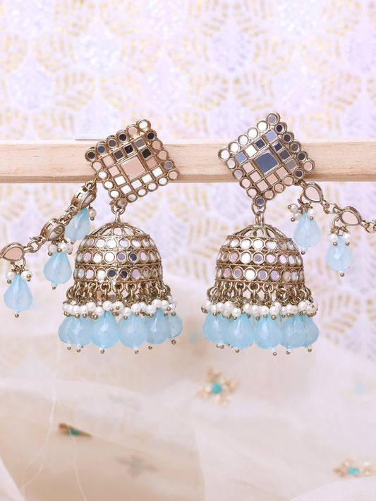 Turquoise Sheela Sahara Jhumkis