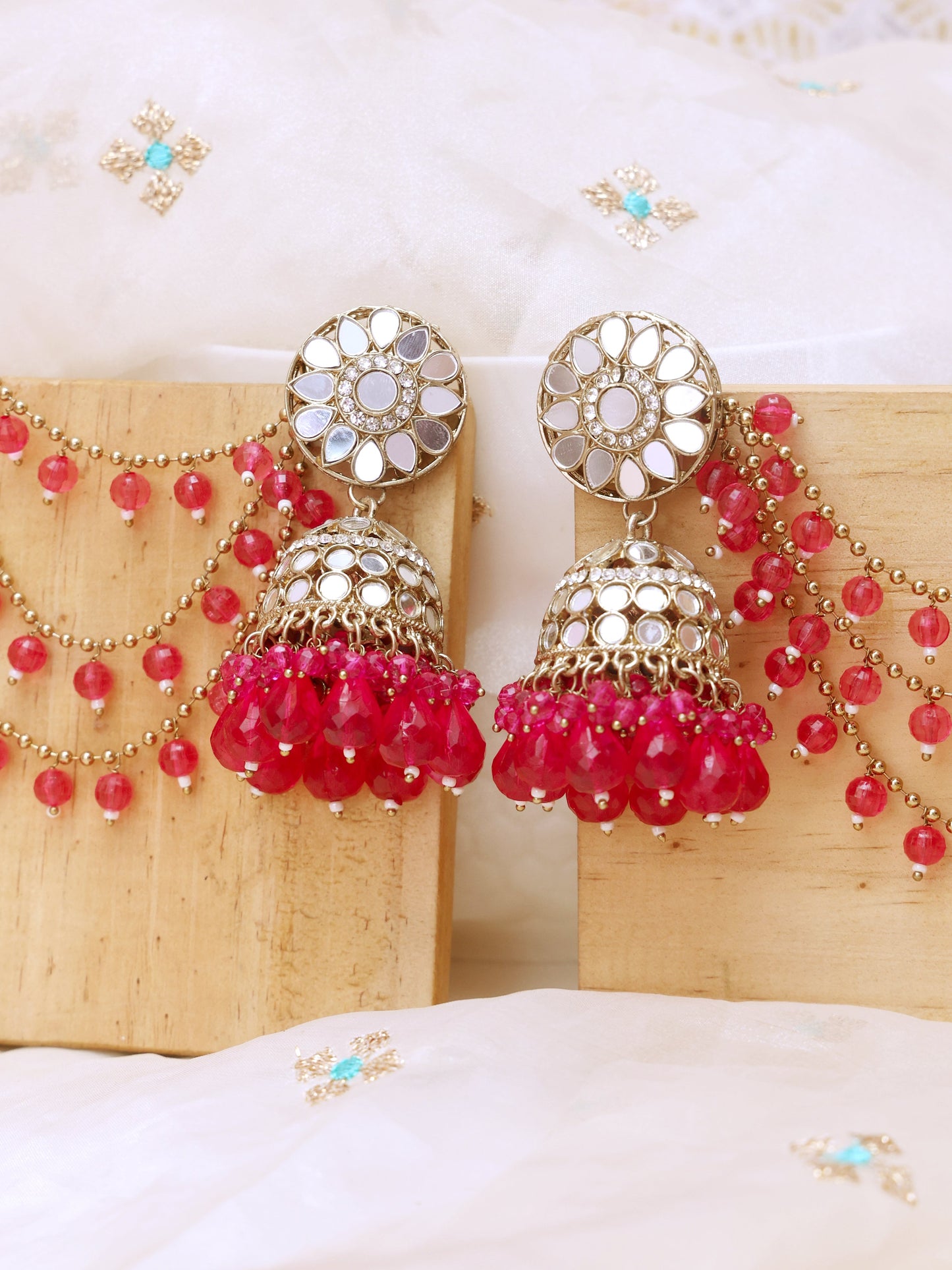 Pink Farhana Sahara Jhumkis