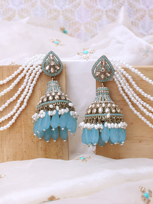 Turquoise Hamsini Sahara Jhumkis