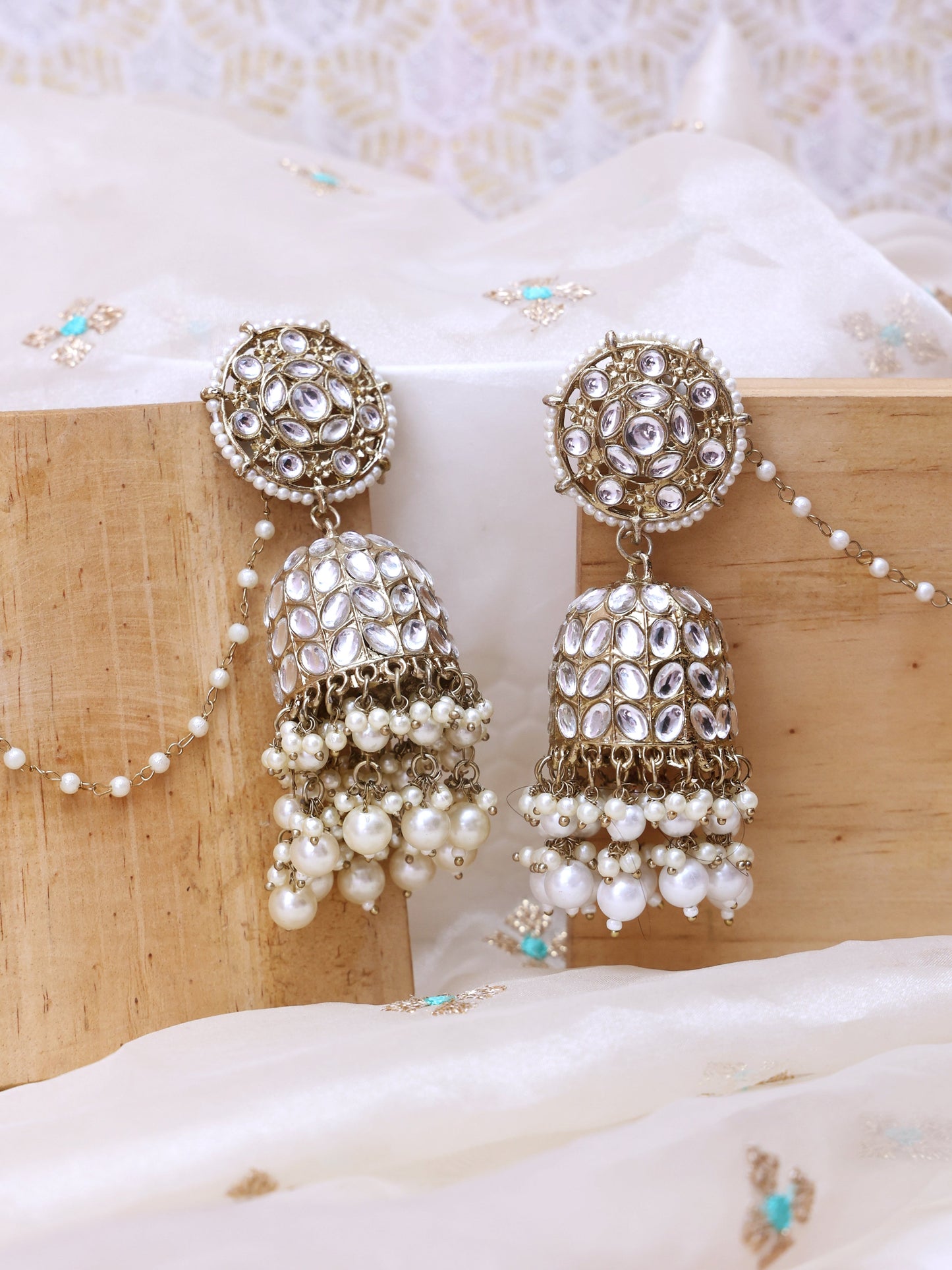 White Lajjita Jhumkis