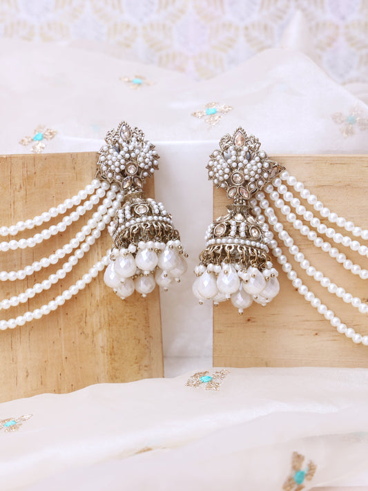 White Nachni Sahara Jhumkis