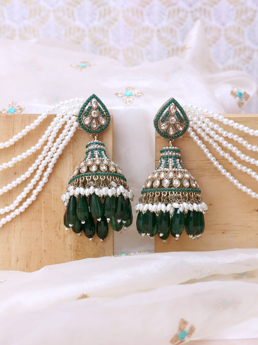 Emerald Hamsini Sahara Jhumkis