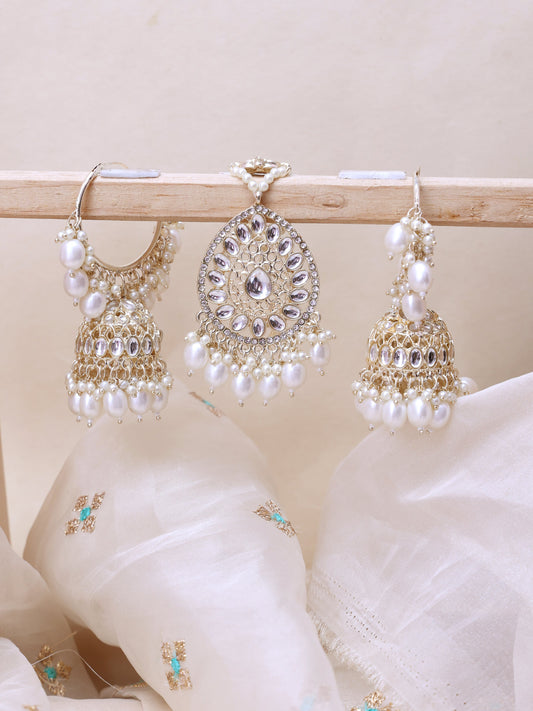 White Raga Jhumkis with Tika
