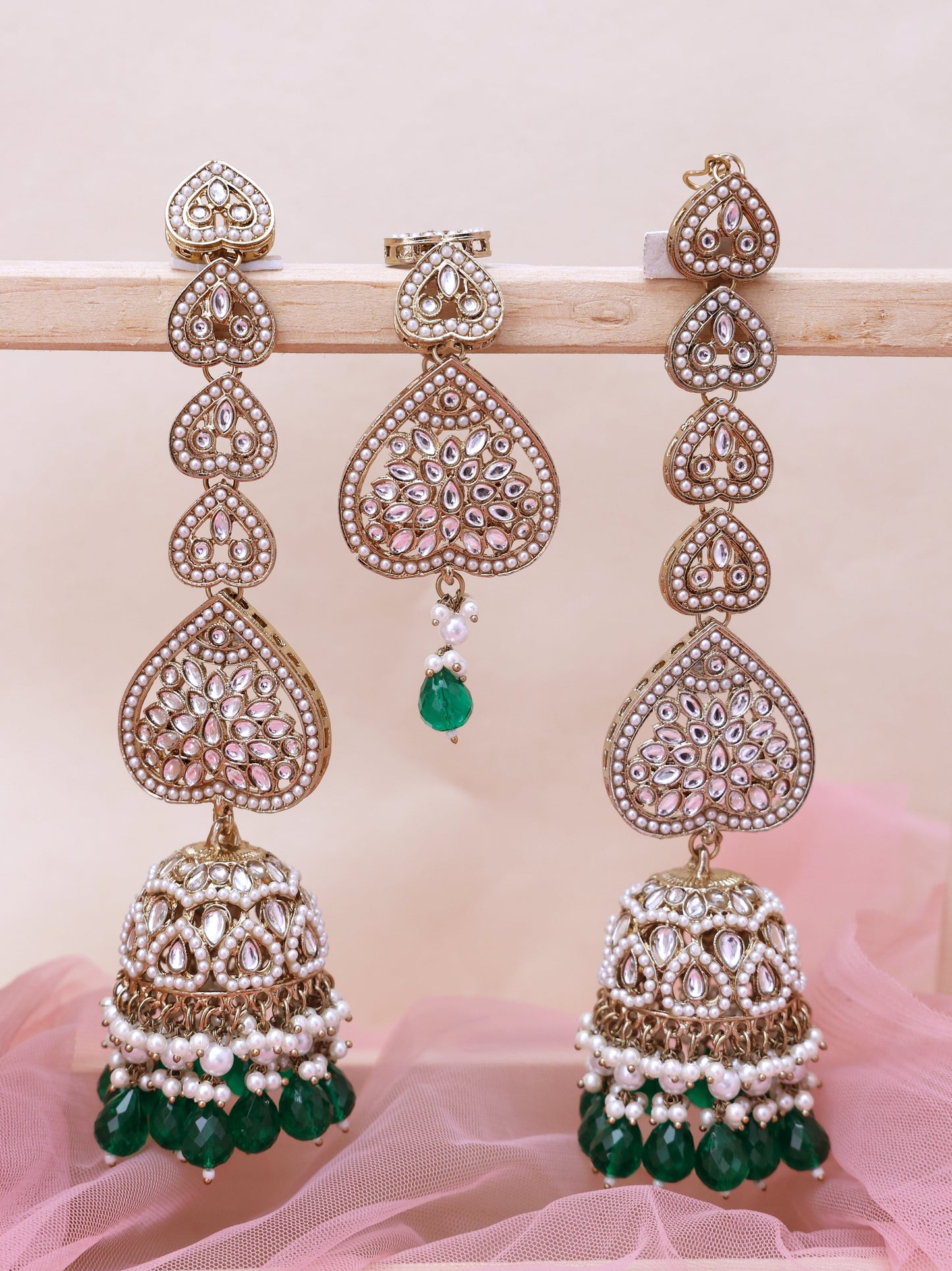 Emerald Zainab Jhumkis with Tika