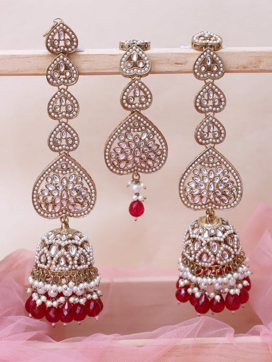 Red Zainab Jhumkis with Tika