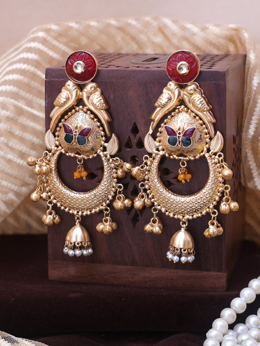 Red Vaijayanti Premium Brass Earrings